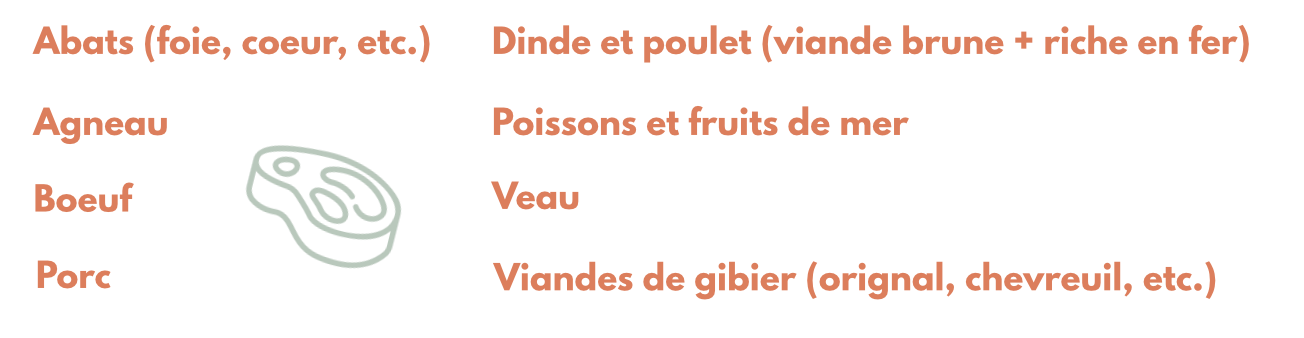 sources alimentaires de fer hémique